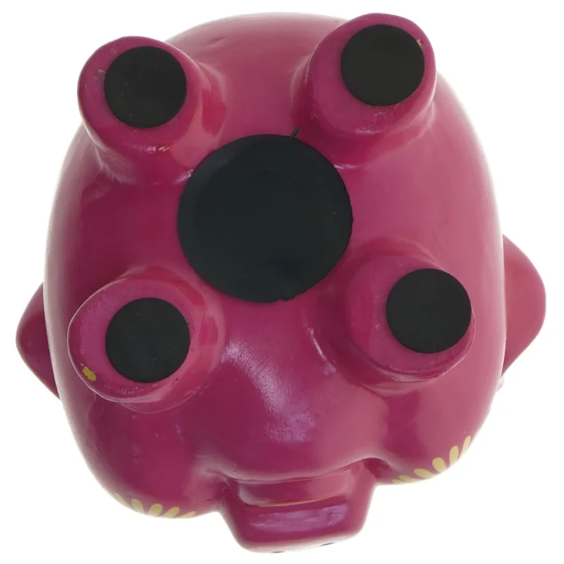 Lyserød sparegris med blomster (str. 14 cm)