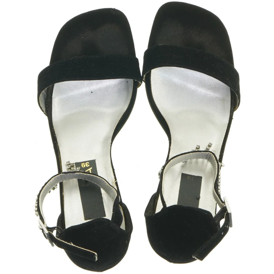 Sorte højhælede sandaler med rhinsten fra Vanessa (str. 39 )
