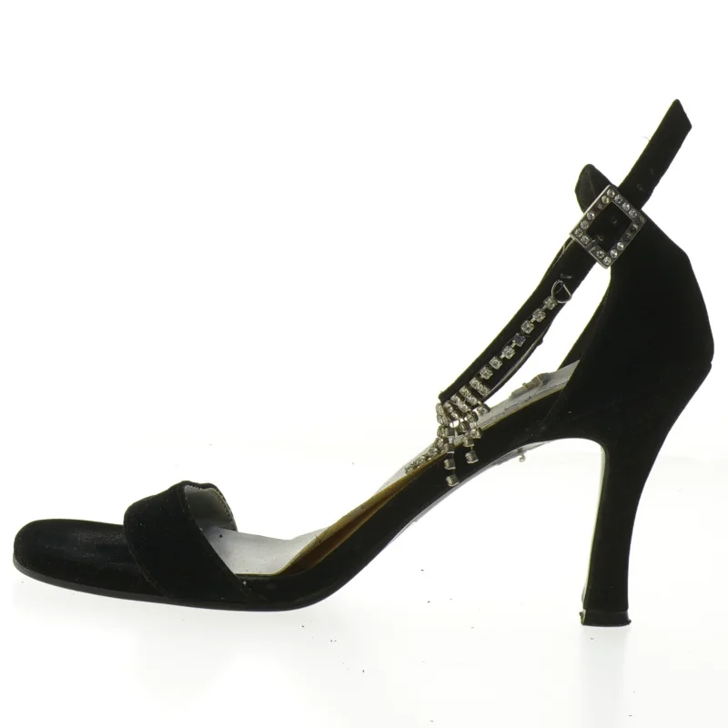 Sorte højhælede sandaler med rhinsten fra Vanessa (str. 39 )