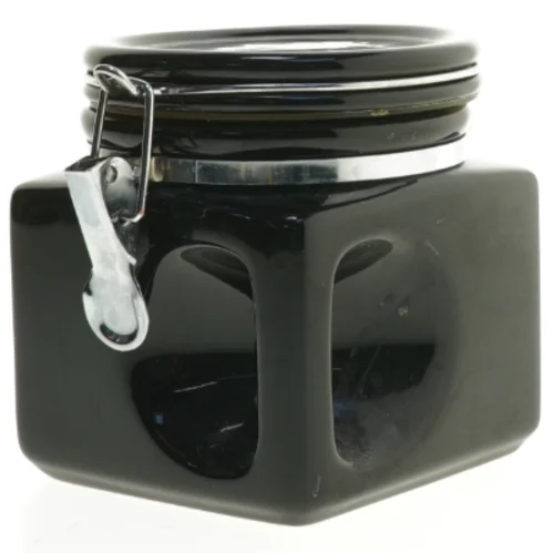 Kvadratisk sort opbevaringskrukke fra Oggi (str. 13x11,5 cm)