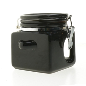 Kvadratisk sort opbevaringskrukke fra Oggi (str. 13x11,5 cm)