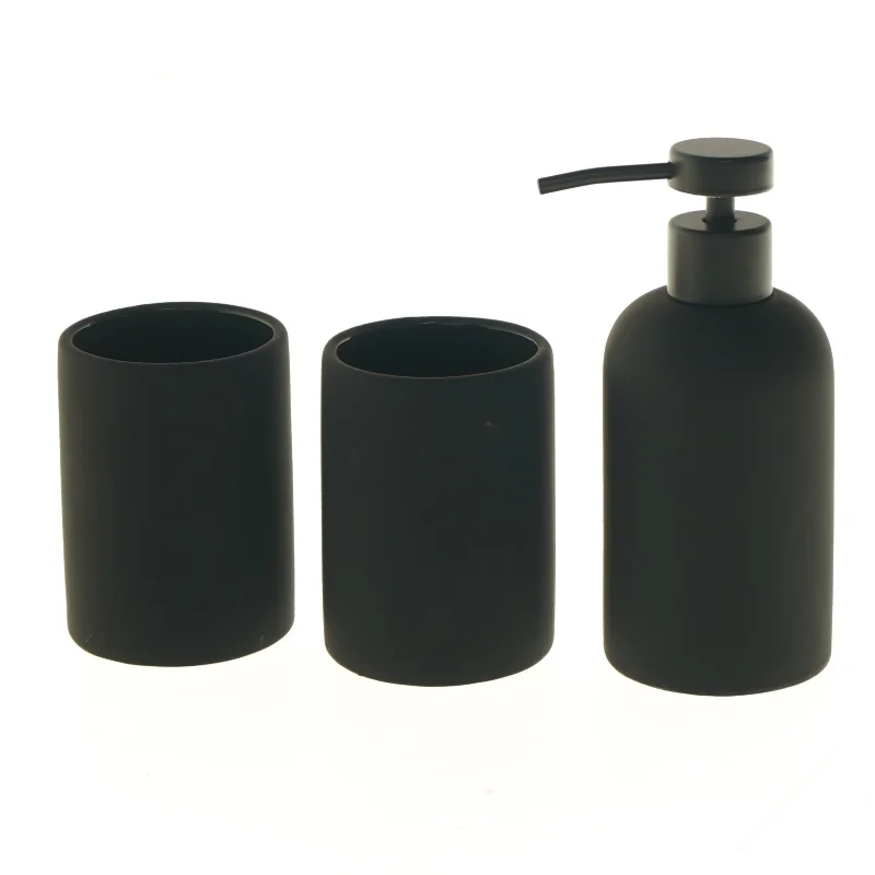 Sæt med sæbedispenser og krus (str. 16 og 10 cm)