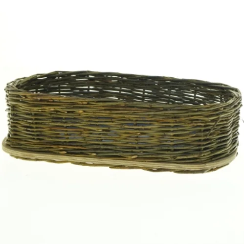 Flettet kurv med stofindlæg (str. 30 x 17 cm)