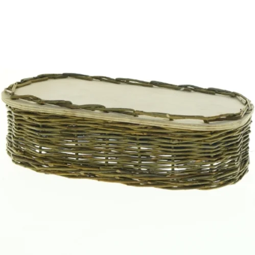Flettet kurv med stofindlæg (str. 30 x 17 cm)