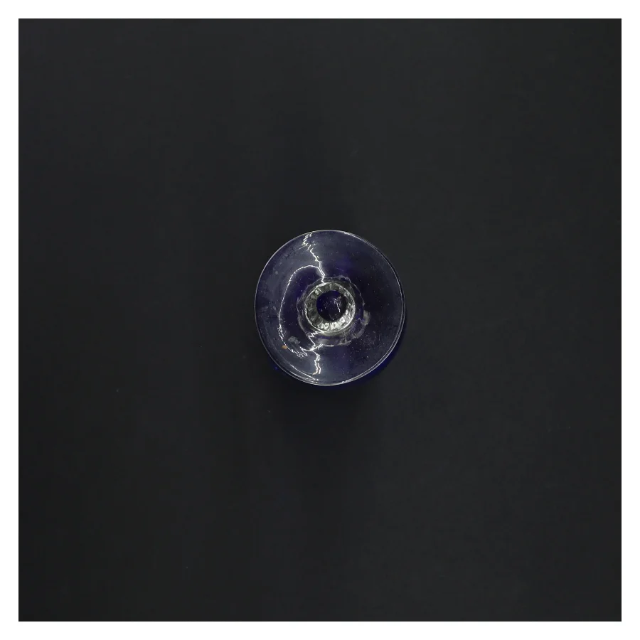 Blåt glasvase (str. 19 x 6 cm)