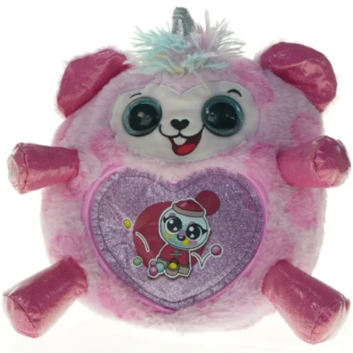 Lyserød plysbamse med enhjørninghorn (str. 22 cm)