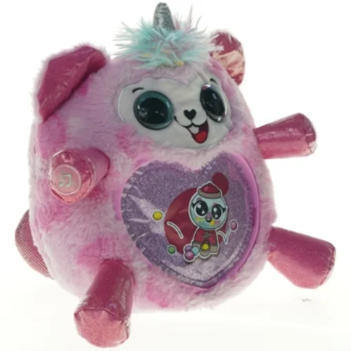 Lyserød plysbamse med enhjørninghorn (str. 22 cm)