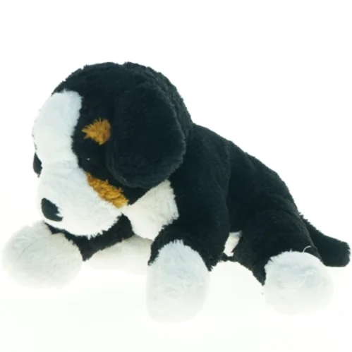 Sort og hvid bamsehund plysdyr (str. 39 cm)