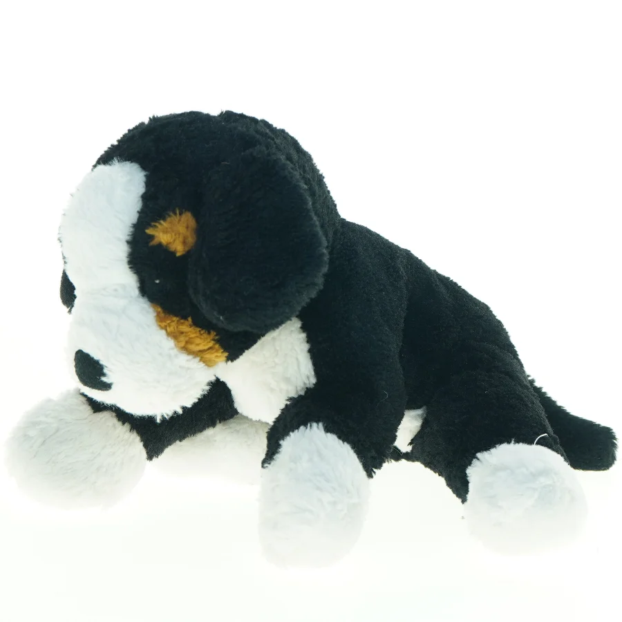 Sort og hvid bamsehund plysdyr (str. 39 cm)