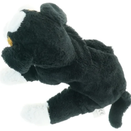 Sort og hvid bamsehund plysdyr (str. 39 cm)