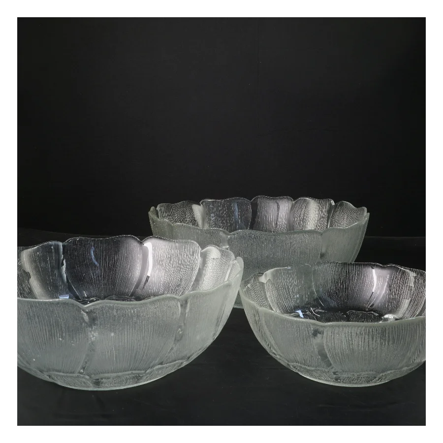 Sæt med skåle i glas (str. Ø 27x9&ø23x8&ø18x6 cm)