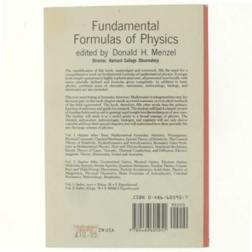 Fundamental formulas of physics af Donald H. Menzel (Bog)