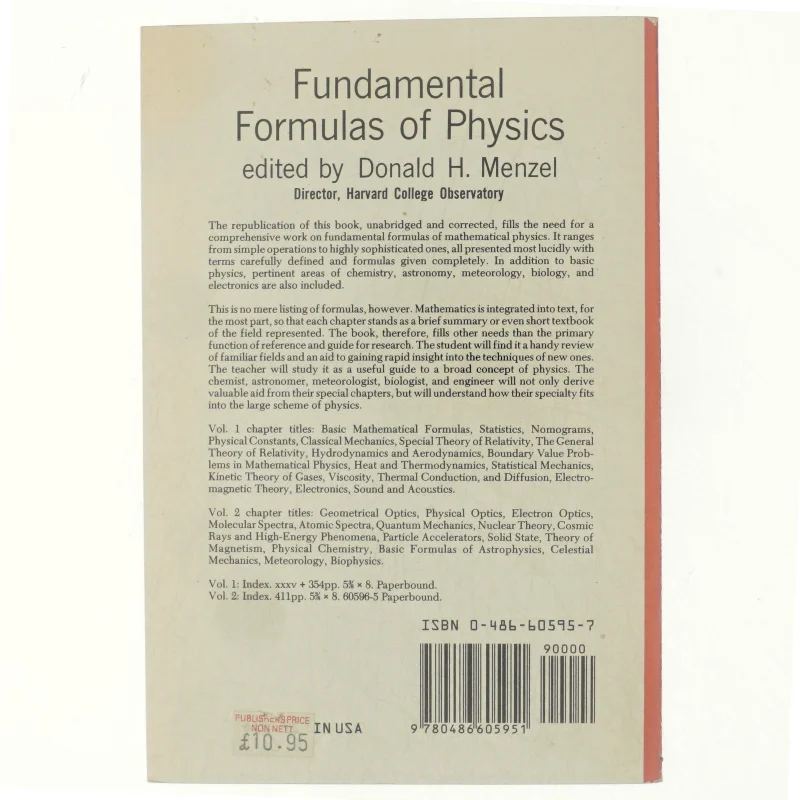 Fundamental formulas of physics af Donald H. Menzel (Bog)