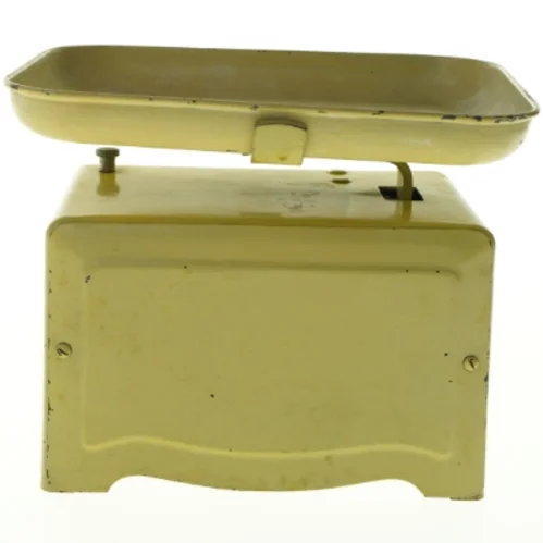 Vintage emaljeret vægt fra Lyssex (str. 16 x 18 cm)