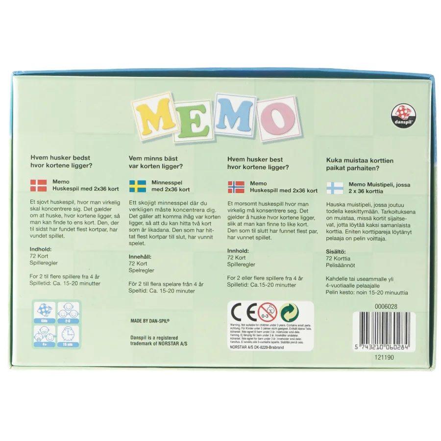 Memo spil (str. 25 x 17 x 5cm)