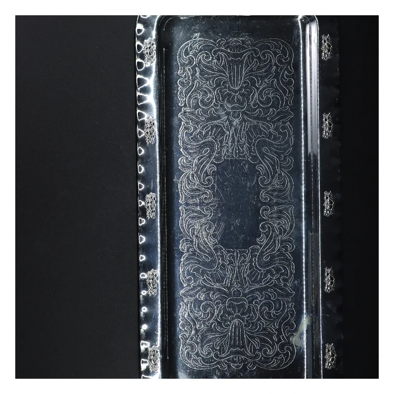 Sølvfarvet bakke (str. 50 x. 23 cm)