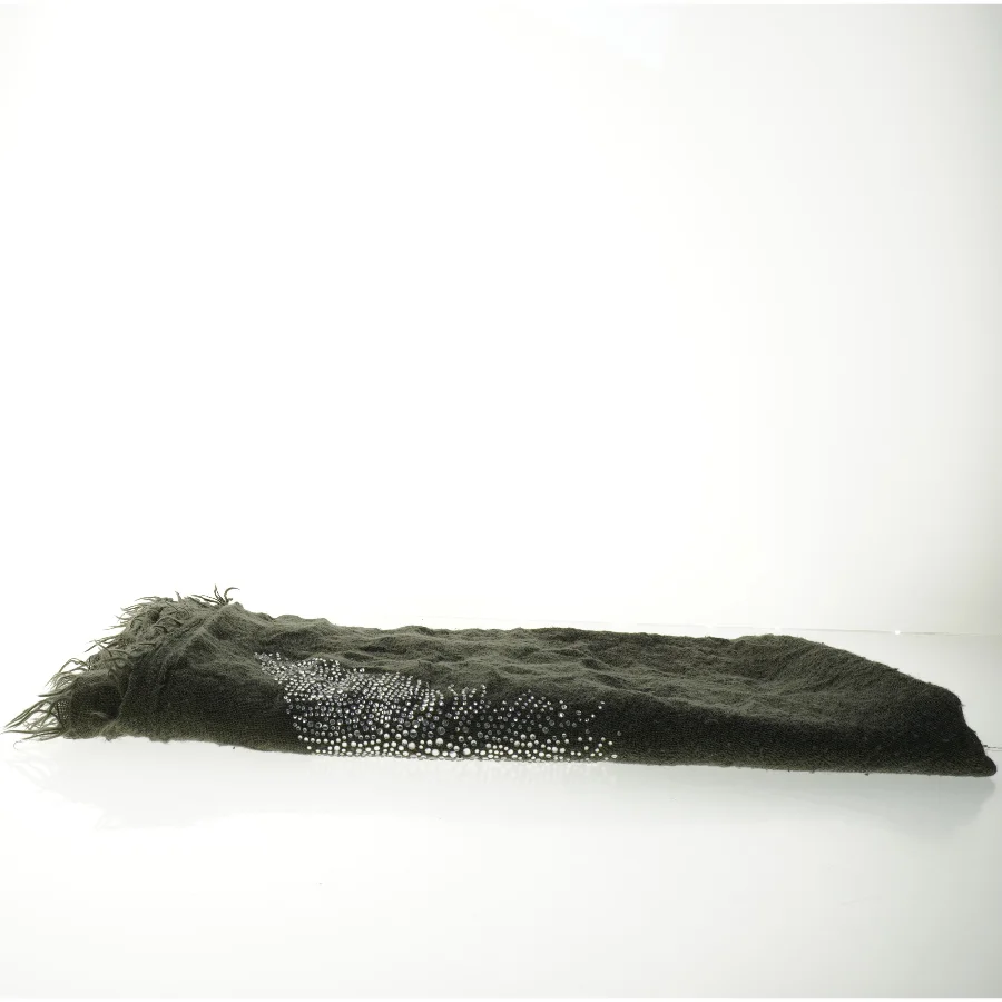 Mørkegrønt tæppe med palietter (str. 85. x, 200 cm)