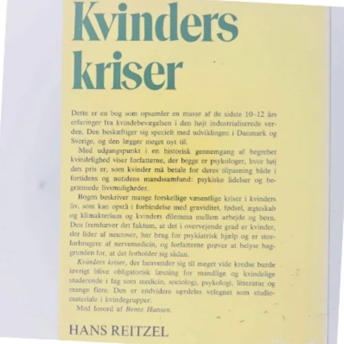 Kvinders kriser bog fra Hans Reitzels Forlag