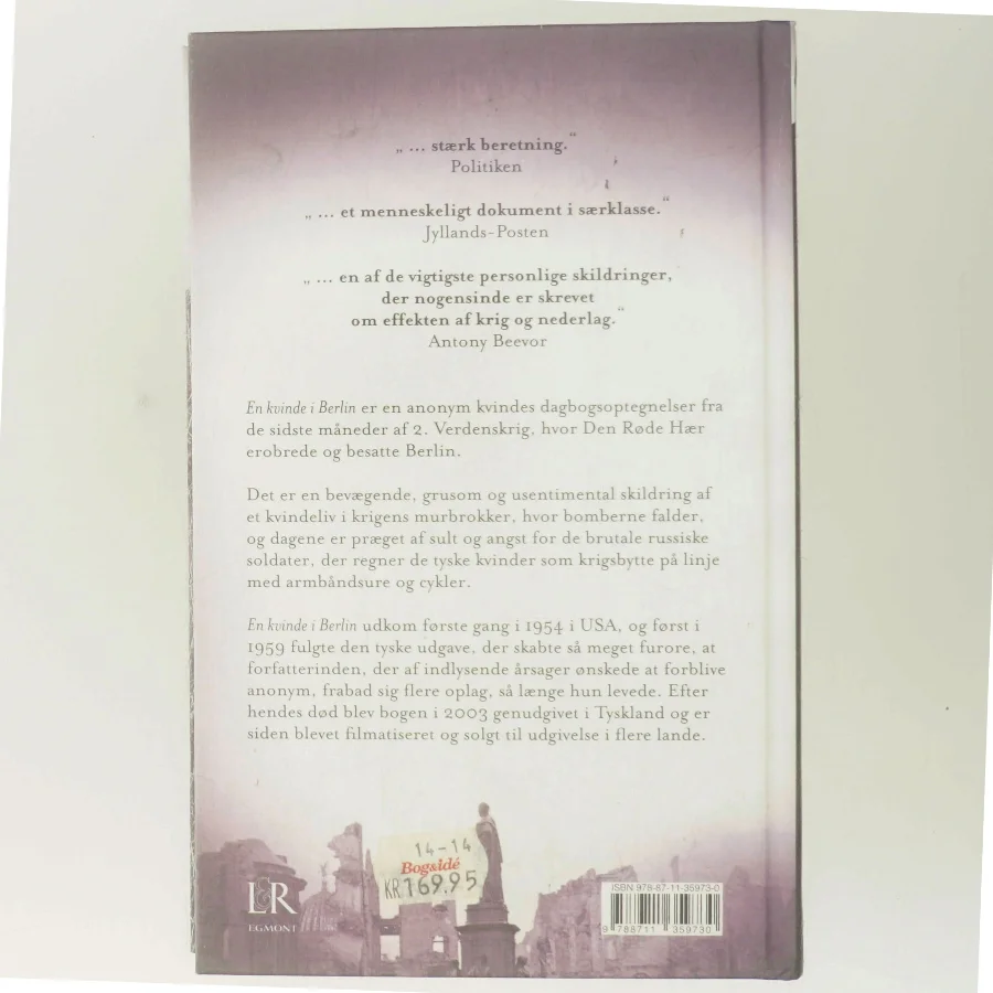 En kvinde i Berlin : dagbogsoptegnelser fra den 20. april til den 22. juni 1945 (Ved Astrid Heise-Fjeldgren) af Anonyma (Bog)