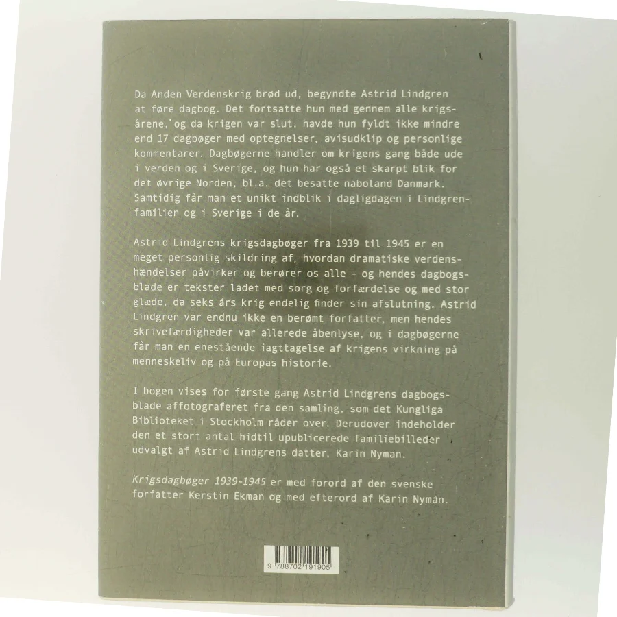 Krigsdagbøger 1939-1945 af Astrid Lindgren (Bog)