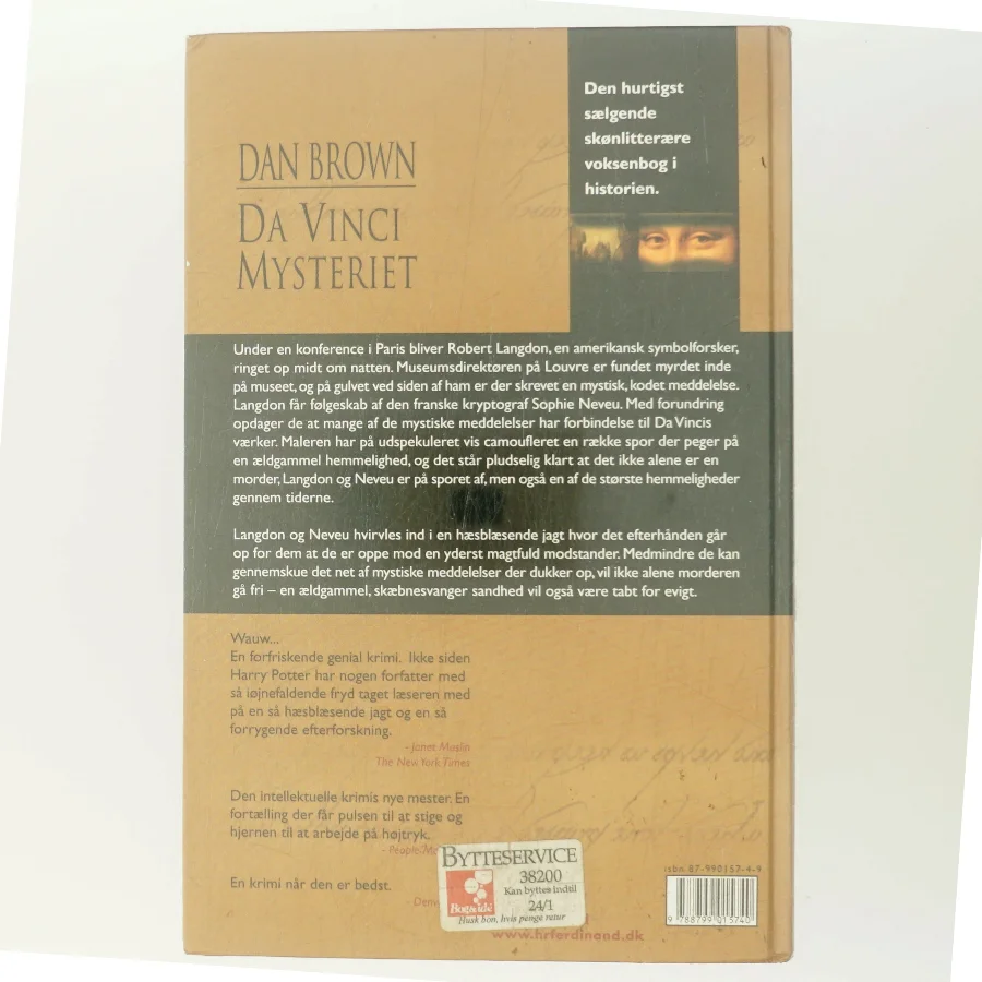 Da Vinci Mysteriet af Dan Brown (Bog)