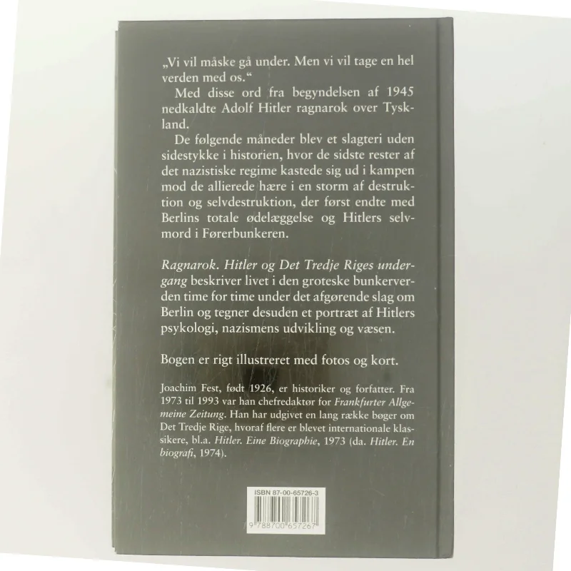 Ragnarok : Hitler og Det Tredje Riges undergang : en historisk skitse af Joachim C. Fest (Bog)