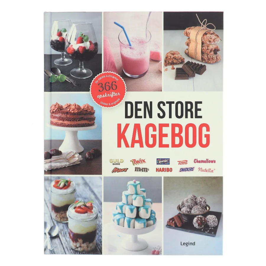 Den store kagebog : 366 kultopskrifter : Nutella, M&M's, Mars, Chamallows, Toms Guld Barre, Twix, cola, Toms Skildpadde, Haribo, Snickers, Den Gamle Fabrik, Toms Ekstra, Smarties, Galle & Jessen af Ukendt (Bog)