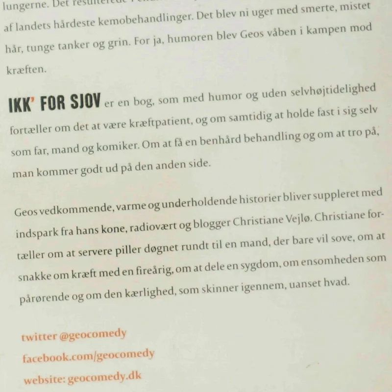 Ikk' for sjov : om kemo og comedy af Geo (f. 1975) (Bog)