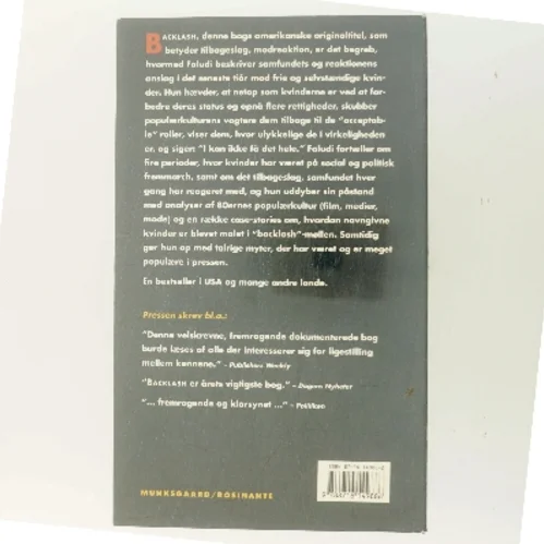 Tilbageslag : den uerklærede krig mod kvinderne af Susan Faludi (Bog)