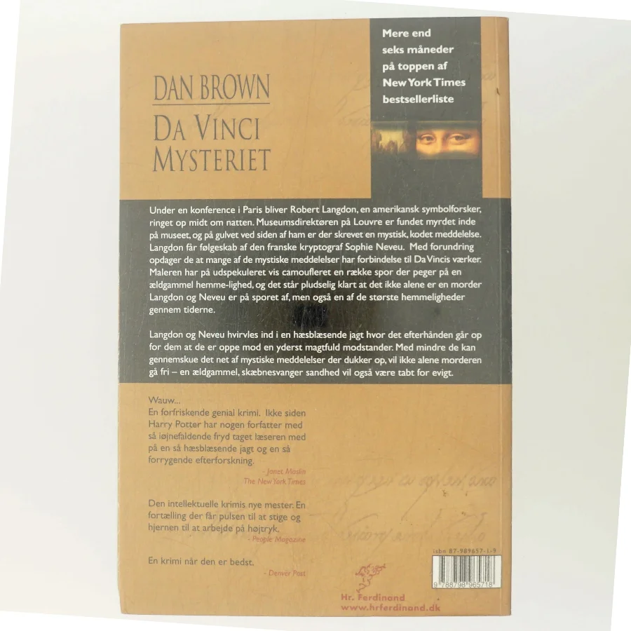 Da Vinci mysteriet af Dan Brown (Bog)