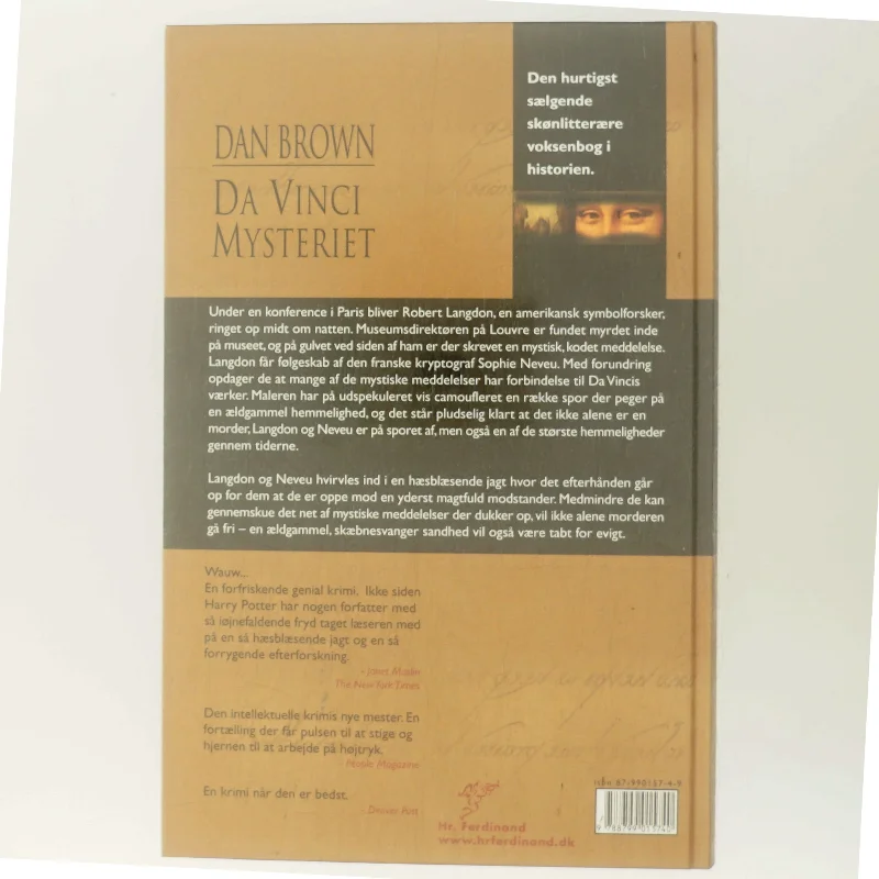 Da Vinci Mysteriet af Dan Brown (Bog)