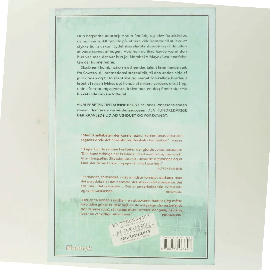 Analfabeten der kunne regne af Jonas Jonasson (Bog)