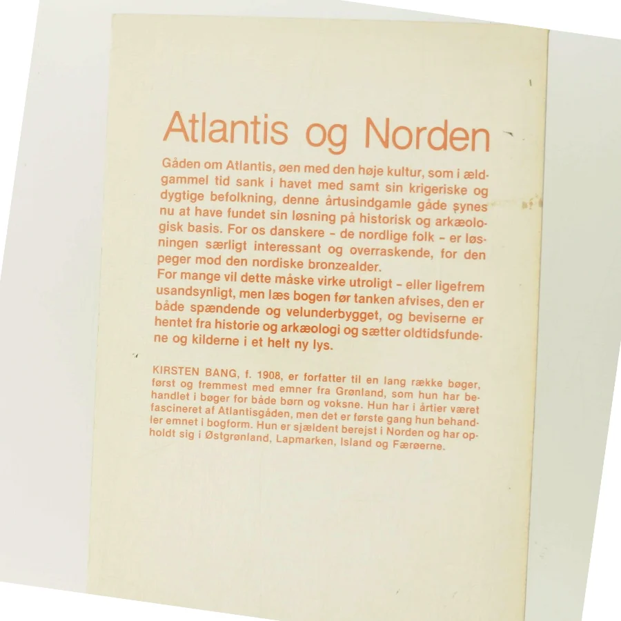 Atlantis og Norden af Kirsten Bang fra Bogan af Kirsten Bang (Bog)