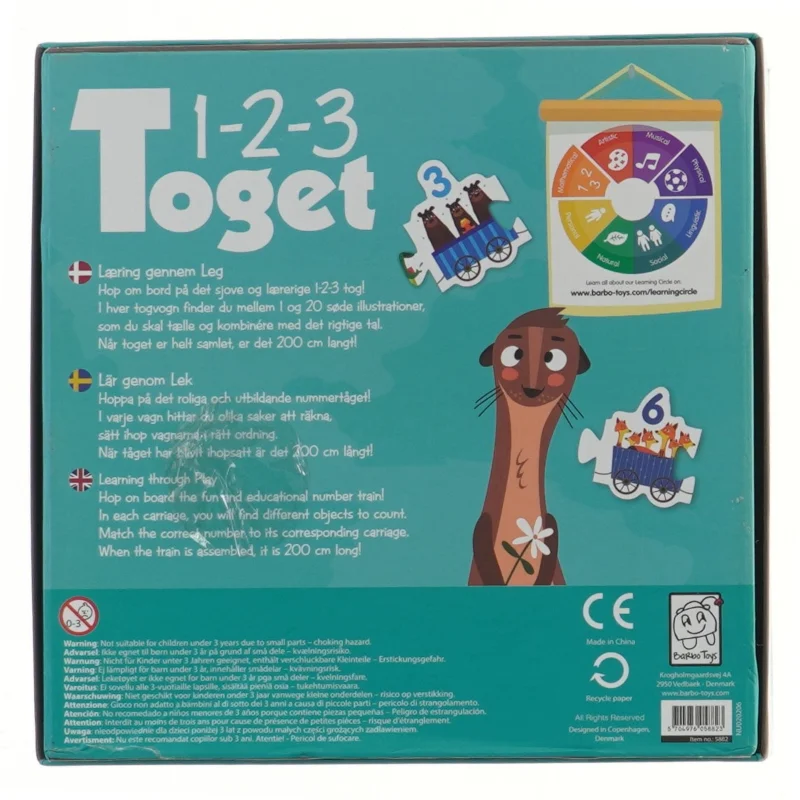 Puslespil - 1-2-3 Tog fra Barbo Toys (str. 21x21 cm)