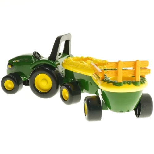 Legetøjstraktor med vogn (str. 11x36x9,5 cm)
