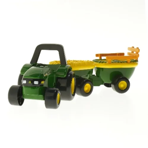 Legetøjstraktor med vogn (str. 11x36x9,5 cm)