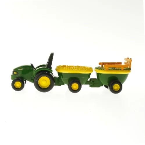 Legetøjstraktor med vogn (str. 11x36x9,5 cm)