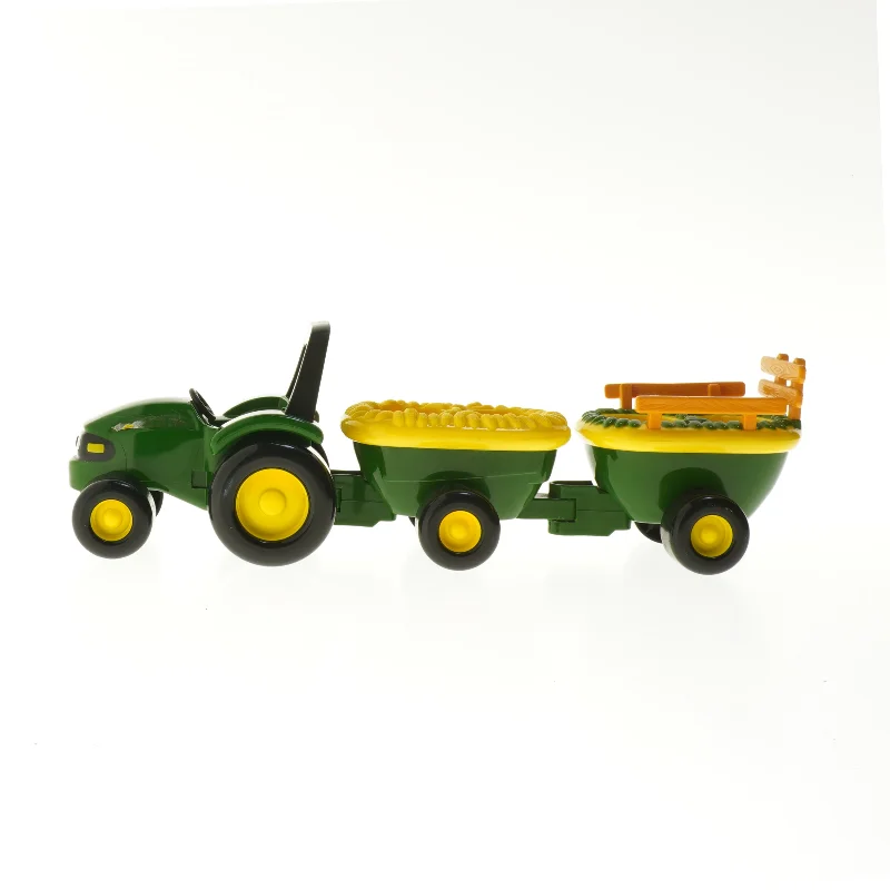 Legetøjstraktor med vogn (str. 11x36x9,5 cm)