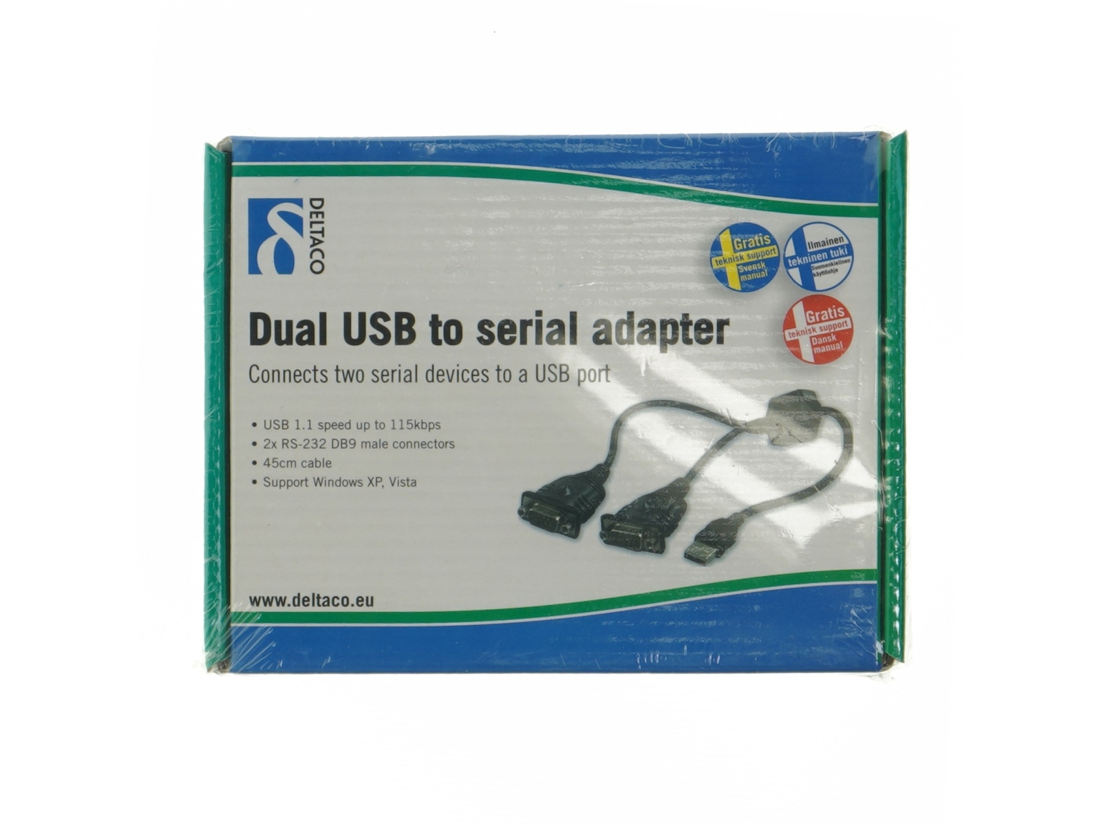 Dual USB til seriel adapterkabel fra Deltaco