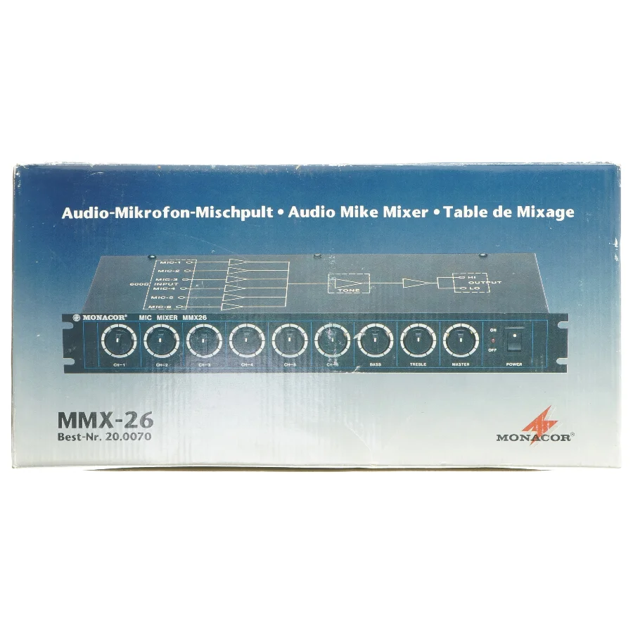 Monacor Mikrofonmikser MMX-26 fra Monacor (str. 33x14 cm)