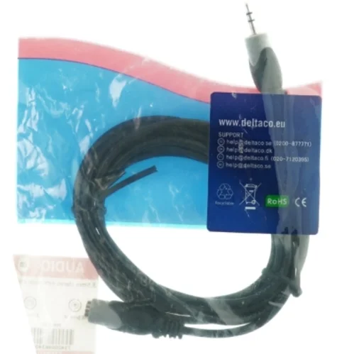 3,5 mm audioforlængerkabel fra Deltaco (str. 2 m)