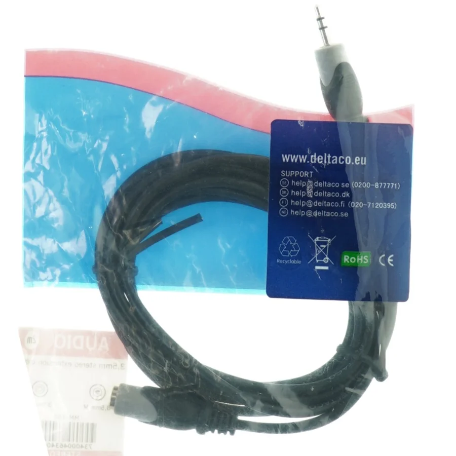 3,5 mm audioforlængerkabel fra Deltaco (str. 2 m)