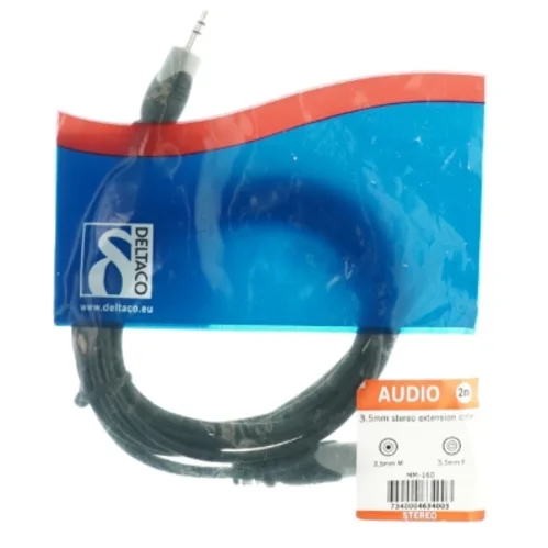 3,5 mm audioforlængerkabel fra Deltaco (str. 2 m)