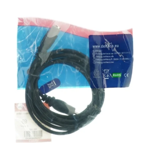 3,5 mm stereo forlængerkabel fra Deltaco (str. 2 m)