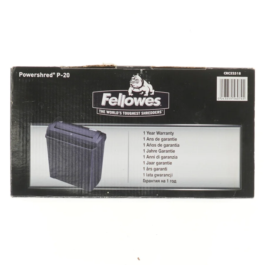 Fellowes Powershred P-20 papirskærer fra Fellowes (str. 27x29x16 cm)