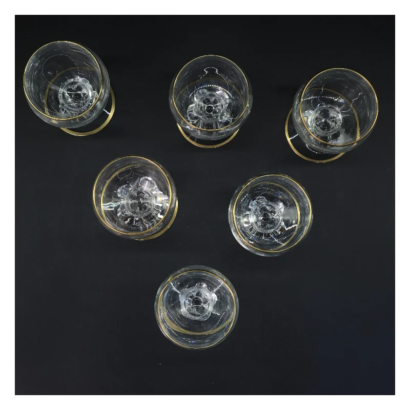 Guld-kantede glas (str. 6 stk Ø 7 cm længde 13 cm)