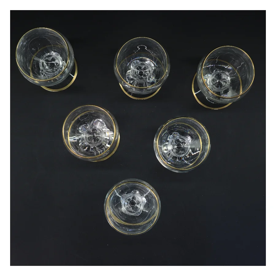 Guld-kantede glas (str. 6 stk Ø 7 cm længde 13 cm)