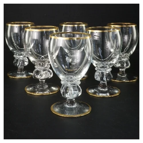 Guld-kantede glas (str. 6 stk Ø 7 cm længde 13 cm)