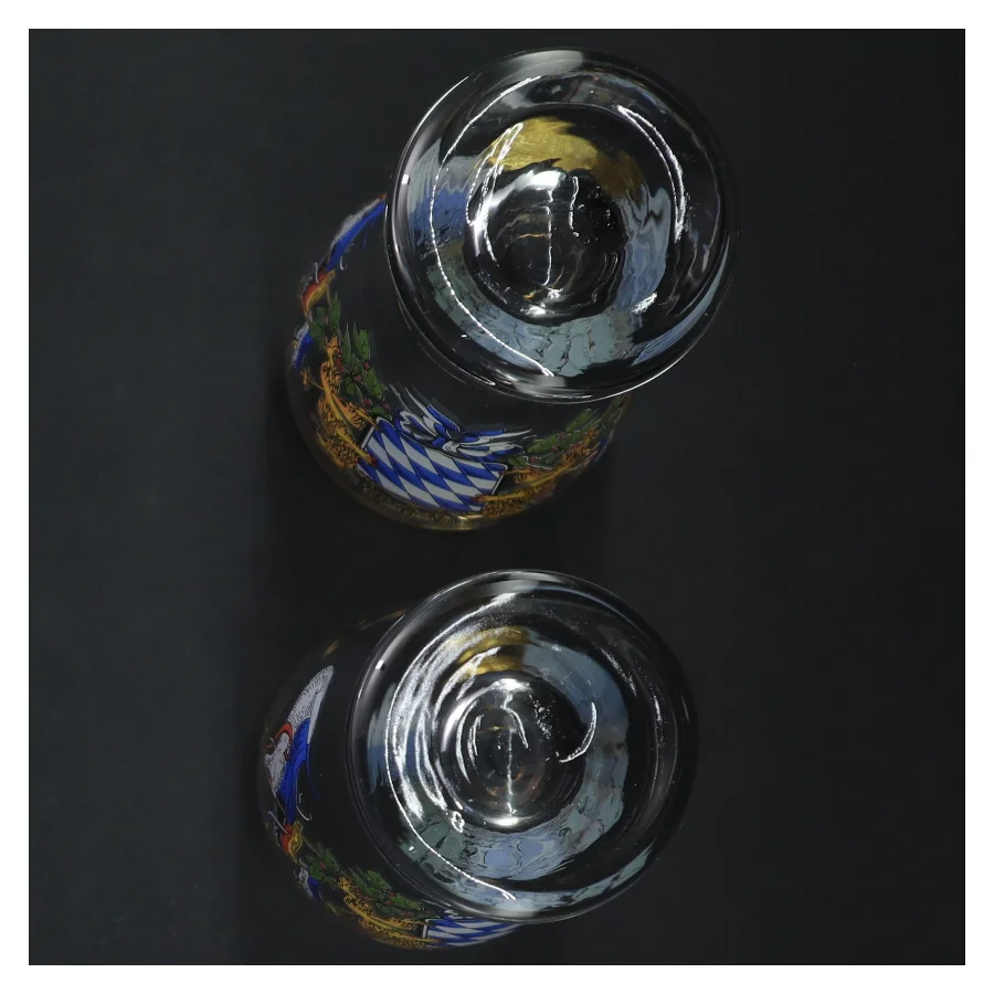 ølglas med bayersk våbenskjold (str. 20 cm)