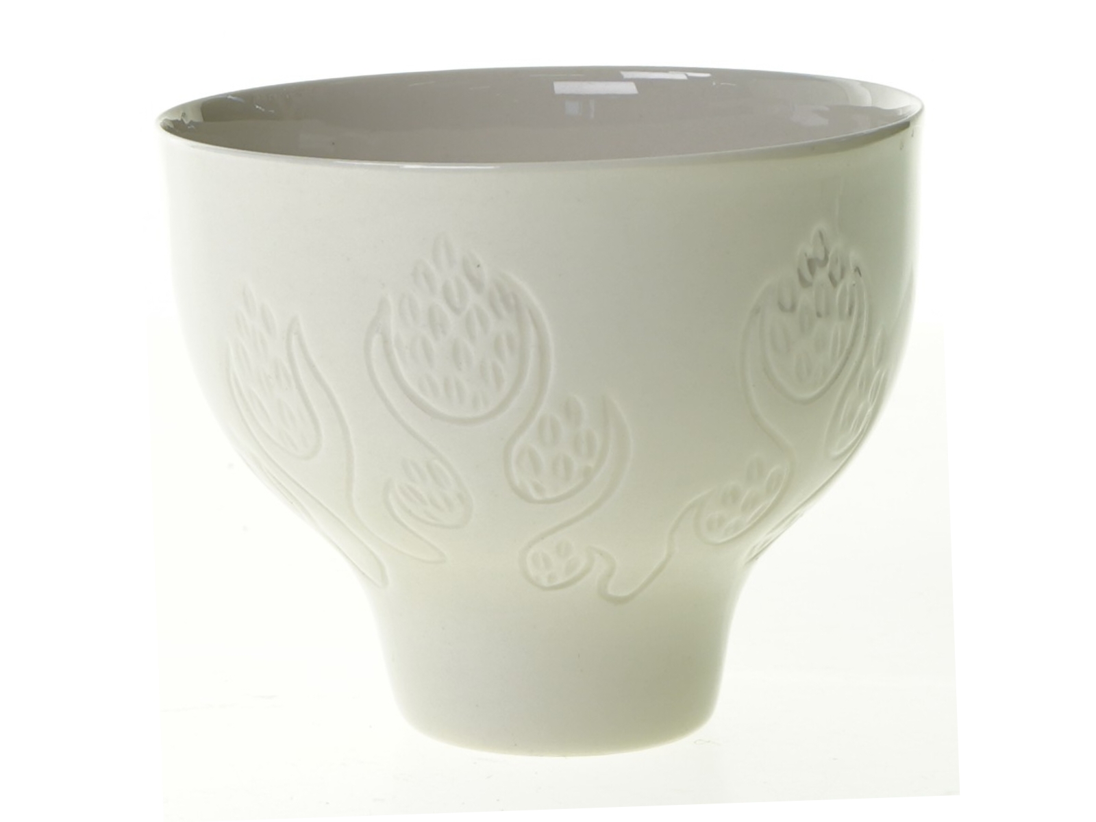 Kongelig Dansk 4478 Kgl. Hvid vase med relief 9 x 11.5 cm Gerd Bøgelund fra Royal Copenhagen (str. 12 x 9 cm)